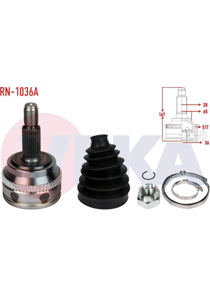 Aks Kafası Sol-Sağ Ön Dıs Renault Master Iı (Fd) 2.5 Dcı Abslı 51 Dıs 28X36X65 Uzunluk 167 mm 1998-2010