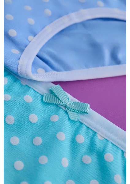 Kız Çocuk 5 Li Paket Puantiye Detaylı Slip Çok Renkli modelleri