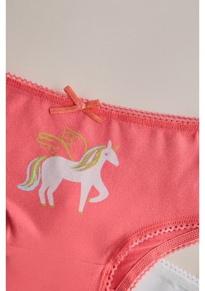 Kız Çocuk 3'lü Paket Unicorn Slip Ekru/pembe