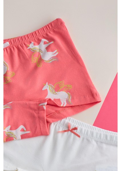 Kız Çocuk 2'li Paket Unicorn Boxer Ekru/pembe