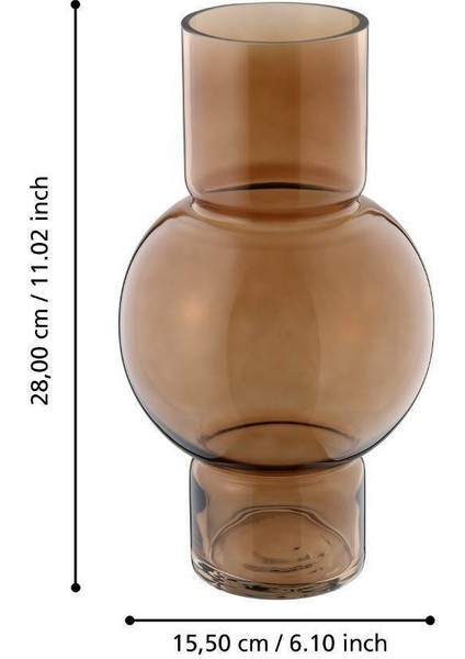 421233 "ampıtabe" Kahverengi Cam Vazo 28CM Yüksekliğinde modelleri
