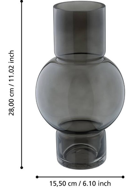 421231 28 cm 15,5 cm Çapında Gri Cam Vazo fırsatları