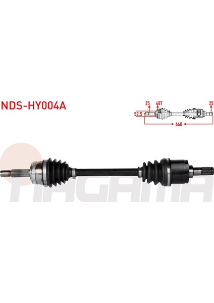 Komple Aks Sol Ön Abslı 48 Dıs Uzunluk 640MM Hyundaı Accent Era 1.4i 16V - 1.6 Cvvt 2006-2012