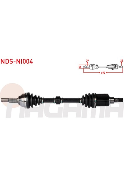 Komple Aks Sol Ön Uzunluk 694MM Nıssan Qashqaı (J10) 1.6i A-T 2007-2014