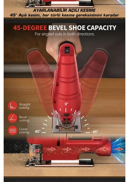 Professional Devir Ayarlı Dekupaj Bıçkı Testere Makinası Bakır Sargılı 800 W Mavi