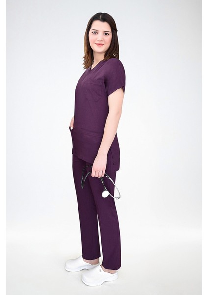 Koyu Mürdüm Likralı Hemşire Forması indirimleri