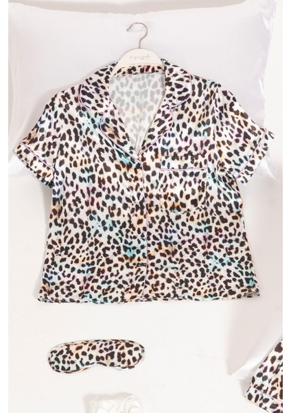5'li Leopar Desenli Saten Pijama Şort Takım fiyatları