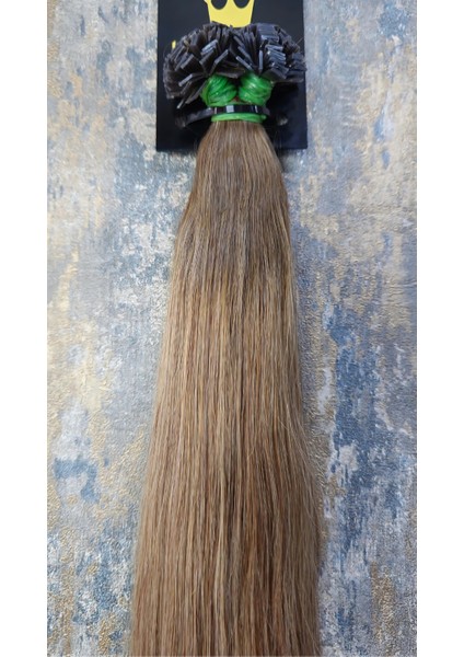 Halitcan Hairking 55cm Açık Küllü Sarı(10.1) Ombreli Koyu Küllü(8.1) , 100 Adet ,60g Saç Mikro Kaynak[100% Gerçek Insan Saçı]