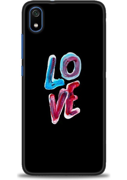 Xiaomi Redmi 7A Kılıf Hd Baskılı Kılıf - Renkli Love + 9h Nano Ekran Koruyucu