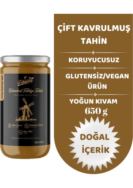 Doğal Katkısız Geleneksel Çift Kavrulmuş Fethiye Tahini 650 gr