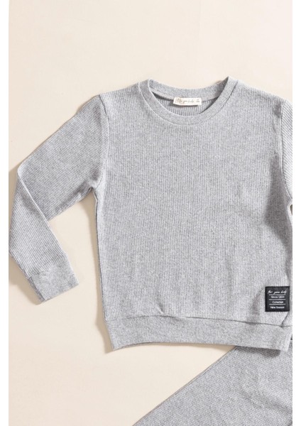 2'li Pamuk Waffle Sweat Jogger Koyu Gri Alt Üst Takım fiyatları