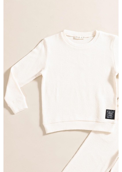 2'li Pamuk Waffle Sweat Jogger Ekru Alt Üst Takım fiyatları