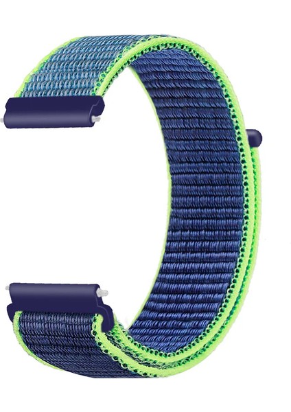 Samsung Galaxy Watch Active (20 Mm) Uyumlu Kordon Hasır Örgü Işlemeli Spor Kayış, Lacivert - Yeşil