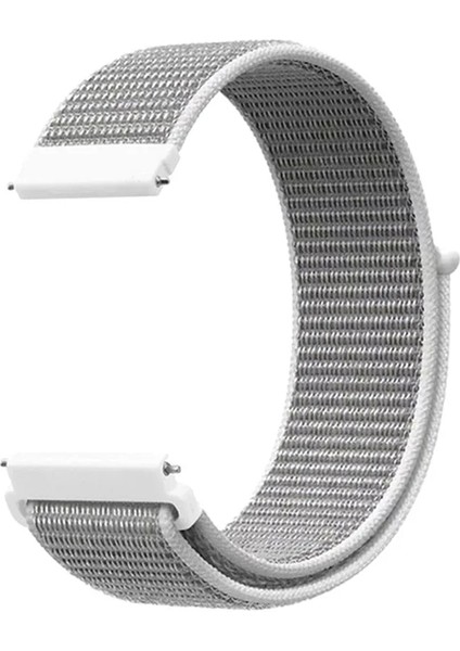 Amazfit Gts / Gts 2 Mini / Gts 2 42MM / Gts 2e 42MM Uyumlu Kordon Hasır Örgü Spor Kayış, Gri - Beyaz