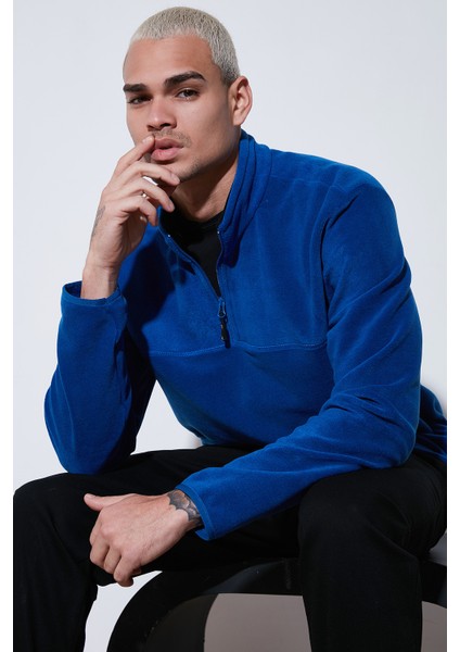 Regular Fit Anti-Pilling Tüylenme Yapmayan Dik Yaka Kalın Kışlık Şardonlu Polar Erkek POLAR 5896700