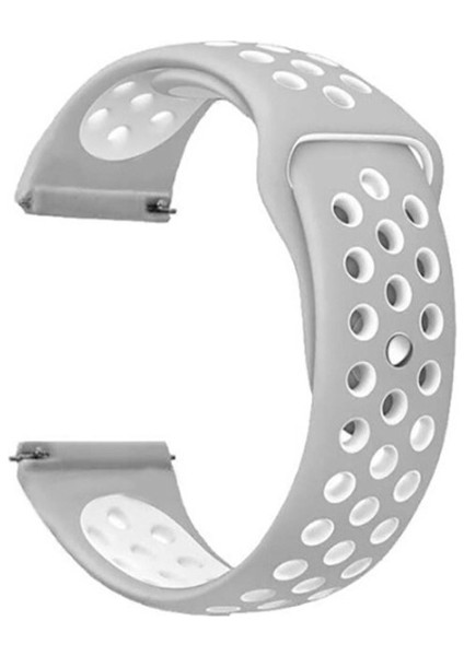 Huawei Gt2 46 mm / Gt2 Pro 46 mm (22 Mm) Uyumlu Kordon Silikon Nike Delikli Spor Kayış, Gümüş-Gri