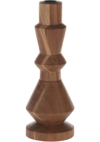 422103 "ambacon" Doğal Ahşap Şamdan- Mumluk 25 cm Yüksekliğinde