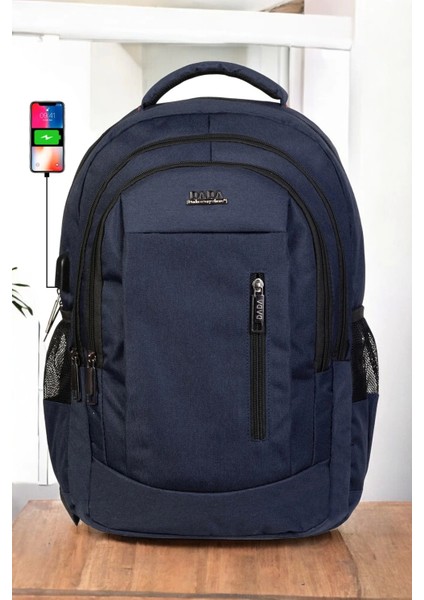 Lacivert Sportif Darbe Emici Su Geçirmez 14-16 Inç Laptop Sırt Çantası