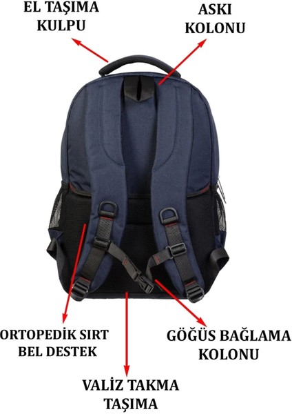 Lacivert Sportif Darbe Emici Su Geçirmez 14-16 Inç Laptop Sırt Çantası modelleri