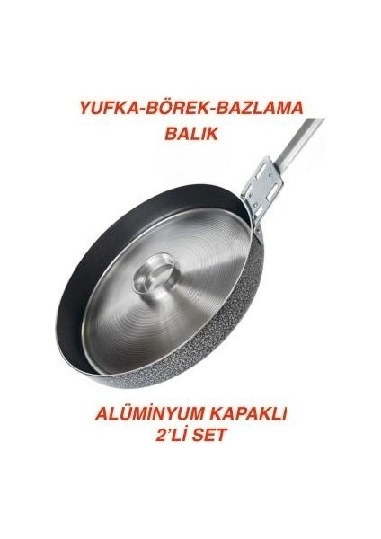 36 cm Kapaklı Tava - Yufka Börek Balık Kızartma Bazlama - Ekstra Büyük