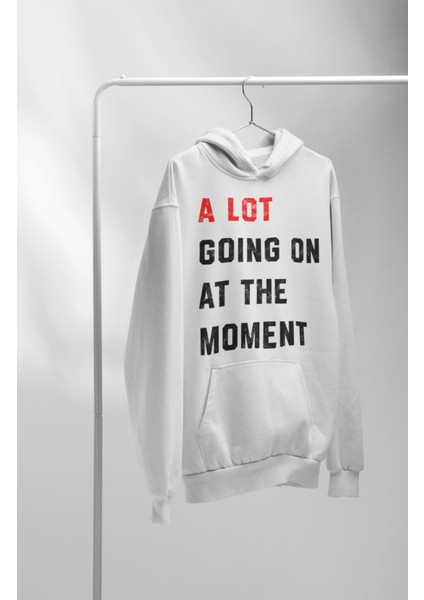 A Lot Going On At The Moment Yazılı Kapüşonlu Sweatshirt, Oversize Taylor Swift Baskılı Hoodie