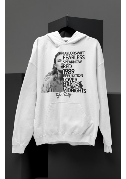 Taylor Swift Albümler Yazılı Kapüşonlu Sweatshirt, Oversize Taylor Swift Baskılı Hoodie