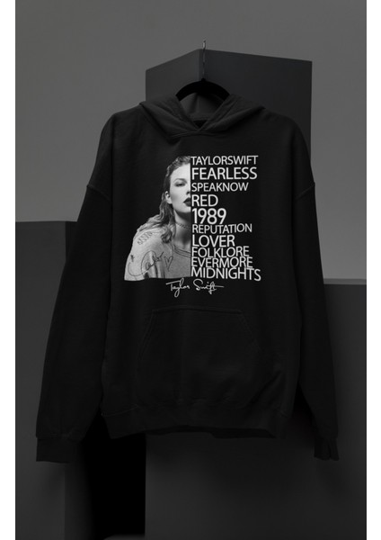 Taylor Swift Albümler Yazılı Kapüşonlu Sweatshirt, Oversize Taylor Swift Baskılı Hoodie