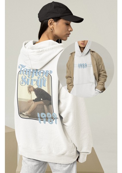 1989 Album Sırt Baskılı Kapüşonlu Sweatshirt, Oversize Taylor Swift Baskılı Hoodie