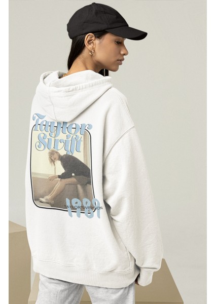 1989 Album Sırt Baskılı Kapüşonlu Sweatshirt, Oversize Taylor Swift Baskılı Hoodie