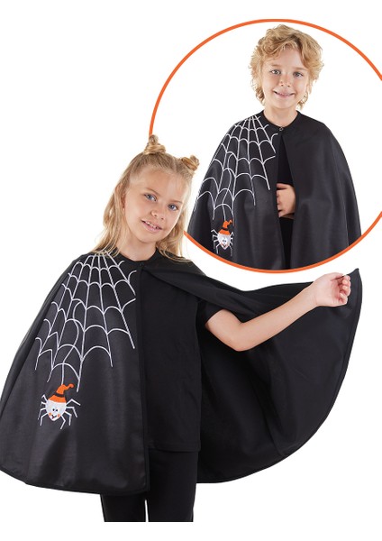 Halloween Cadılar Bayramı Kostümü Unisex Çocuk Siyah Pelerin