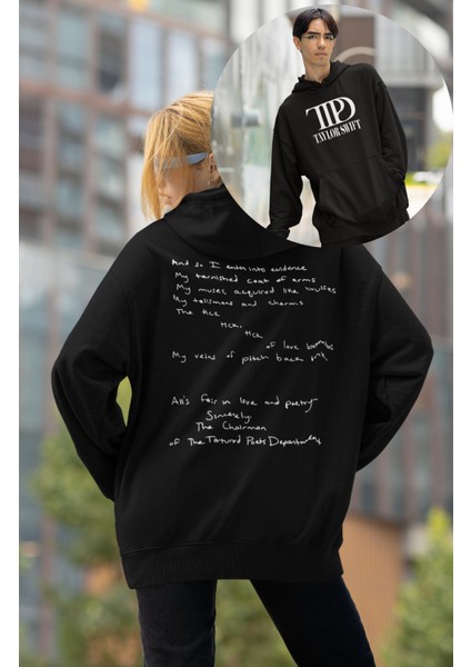 Ttpd Taylor Swift Sırt Baskılı Kapüşonlu Sweatshirt, Oversize Taylor Swift Baskılı Hoodie