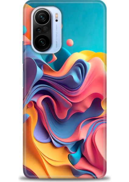 Xiaomi Redmi K40 Kılıf Hd Baskılı Kılıf - Renkli Su + 9h Nano Ekran Koruyucu