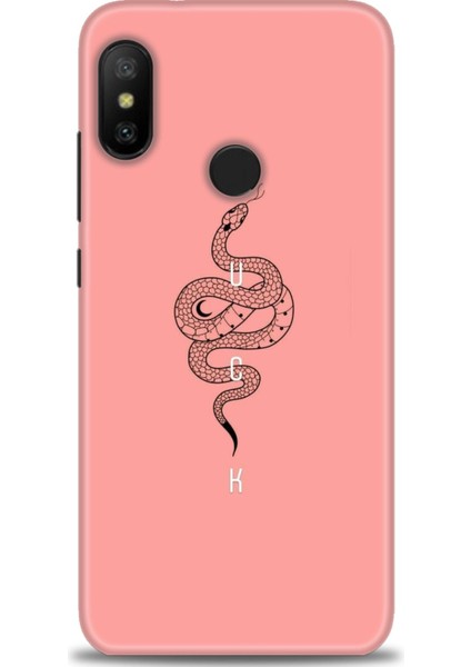 Xiaomi Mi A2 Lite Kılıf Hd Baskılı Kılıf - Pembe Yılan + 9h Nano Ekran Koruyucu