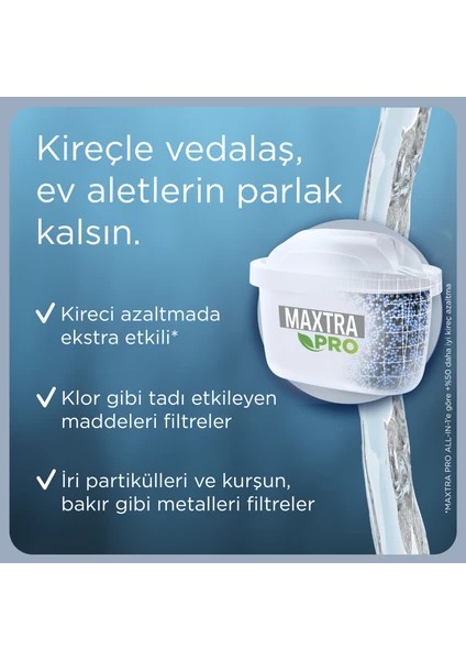 BRITA MAXTRA PRO Kireç Uzmanı Yedek Su Arıtma Filtresi, 6’lı