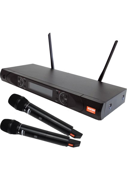 LV-402EE Telsiz Kablosuz Mikrofon Seti UHF Çift EL 2x100 Frekans