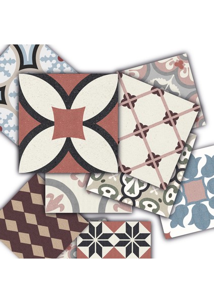 Kendinden Yapışkanlı Patchwork Desenli Pvc Karo 10 x 10 cm 20'li Paket