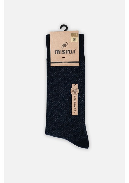 Erkek Lambswool Tekli Lacivert Soket Çorap M 65002 L