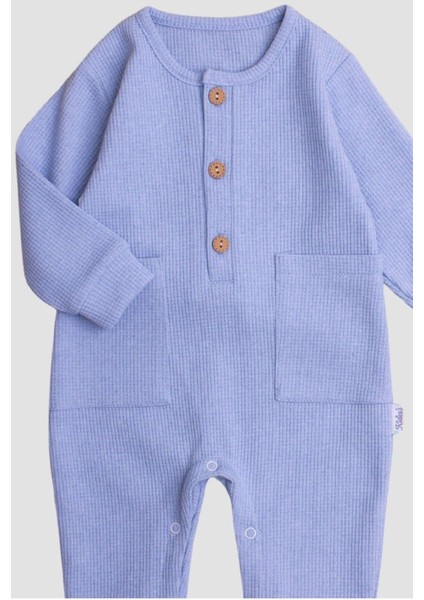 Waffle Görselli Ahşap Düğmeli Pamuklu Bebek Tulum fiyatları