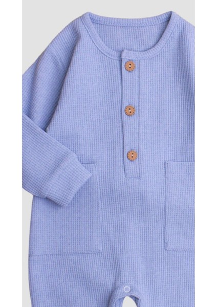 Waffle Görselli Ahşap Düğmeli Pamuklu Bebek Tulum fırsatları