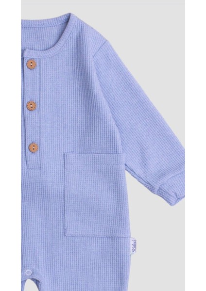 Waffle Görselli Ahşap Düğmeli Pamuklu Bebek Tulum indirimleri