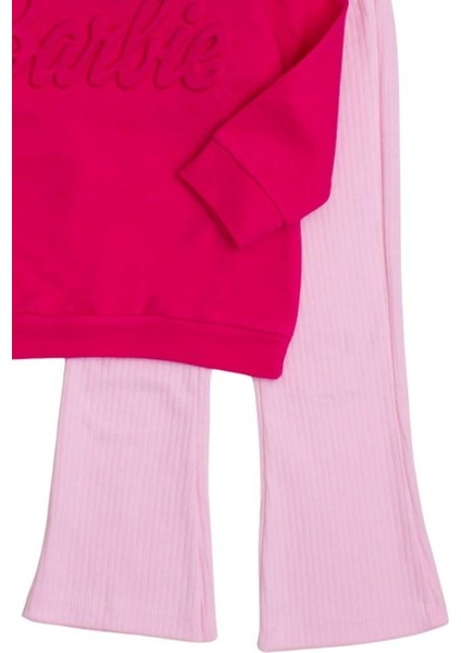 Barbie Kabartmalı Ispanyol Paça Oversize Alt Üst Bebek Çocuk Eşofman Takımı modelleri