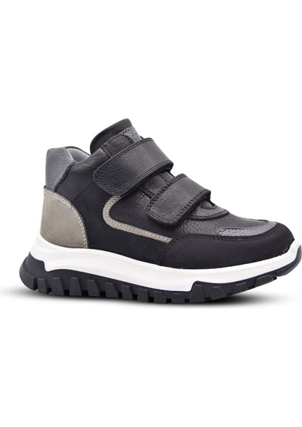 Under Çift Cırtlı Deri Erkek Çocuk Bot Siyah