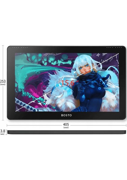 BT-16HD 15.6" 1920X1080 Full Hd IPS Panel LCD Grafik Tablet - 45CM x 27CM, 8 Adet Kısayol Tuşlu, 16384 Kademe Basınç Hassasiyetli, 120% Srgb, 5080LPI Çözünürlük, 75% Adobe Rgb