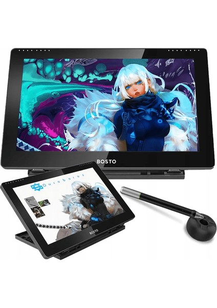 BT-16HD 15.6" 1920X1080 Full Hd IPS Panel LCD Grafik Tablet - 45CM x 27CM, 8 Adet Kısayol Tuşlu, 16384 Kademe Basınç Hassasiyetli, 120% Srgb, 5080LPI Çözünürlük, 75% Adobe Rgb