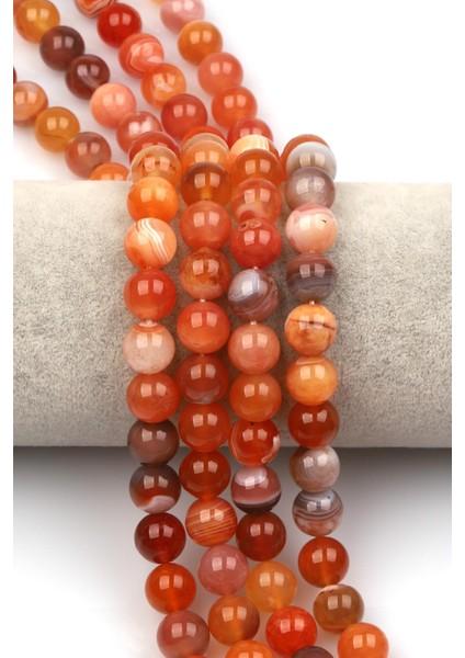 Karnelyan Akik Doğaltaş Dizi 10 mm Küre Kesim