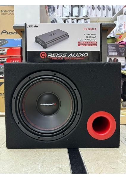 Ikili Takım Kampanya Set 30CM Subwoofer RS-Q60.4 4 Kanallı Oto Anfi