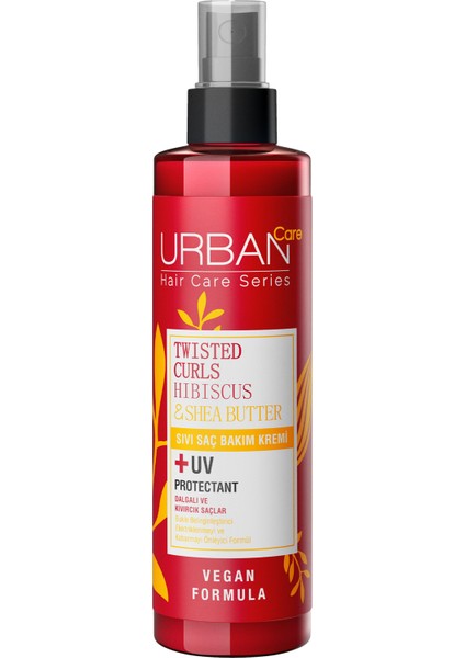 URBAN Care Hibiscus&Shea Butter Kıvırcık ve Dalgalı Saçlara Özel Sıvı Saç Bakım Kremi Vegan 200 ML x 2