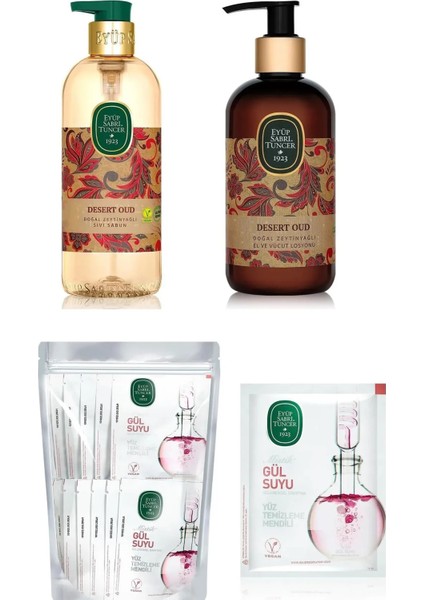 Oud Desert Doğal Zeytinyağlı Sıvı Sabun 500 Ml, Losyon 250 Ml Ve Gülsuyu Islak Mendil 30 Adet