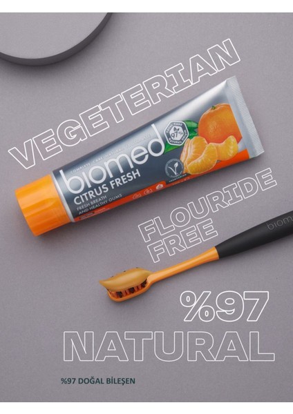 Citrus Fresh Diş Macunu ve Silver Diş Fırçası 2'li Set Doğal Bitkisel Vegan Florürsüz