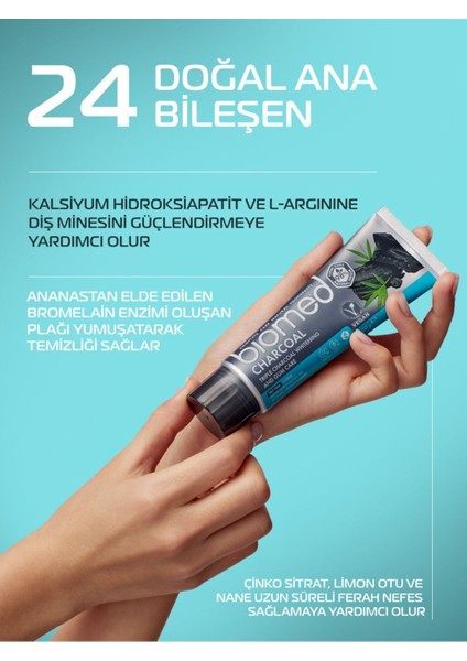 Charcoal Diş Macunu ve Black Diş Fırçası 2'li Set Doğal Bitkisel Vegan Florürsüz
